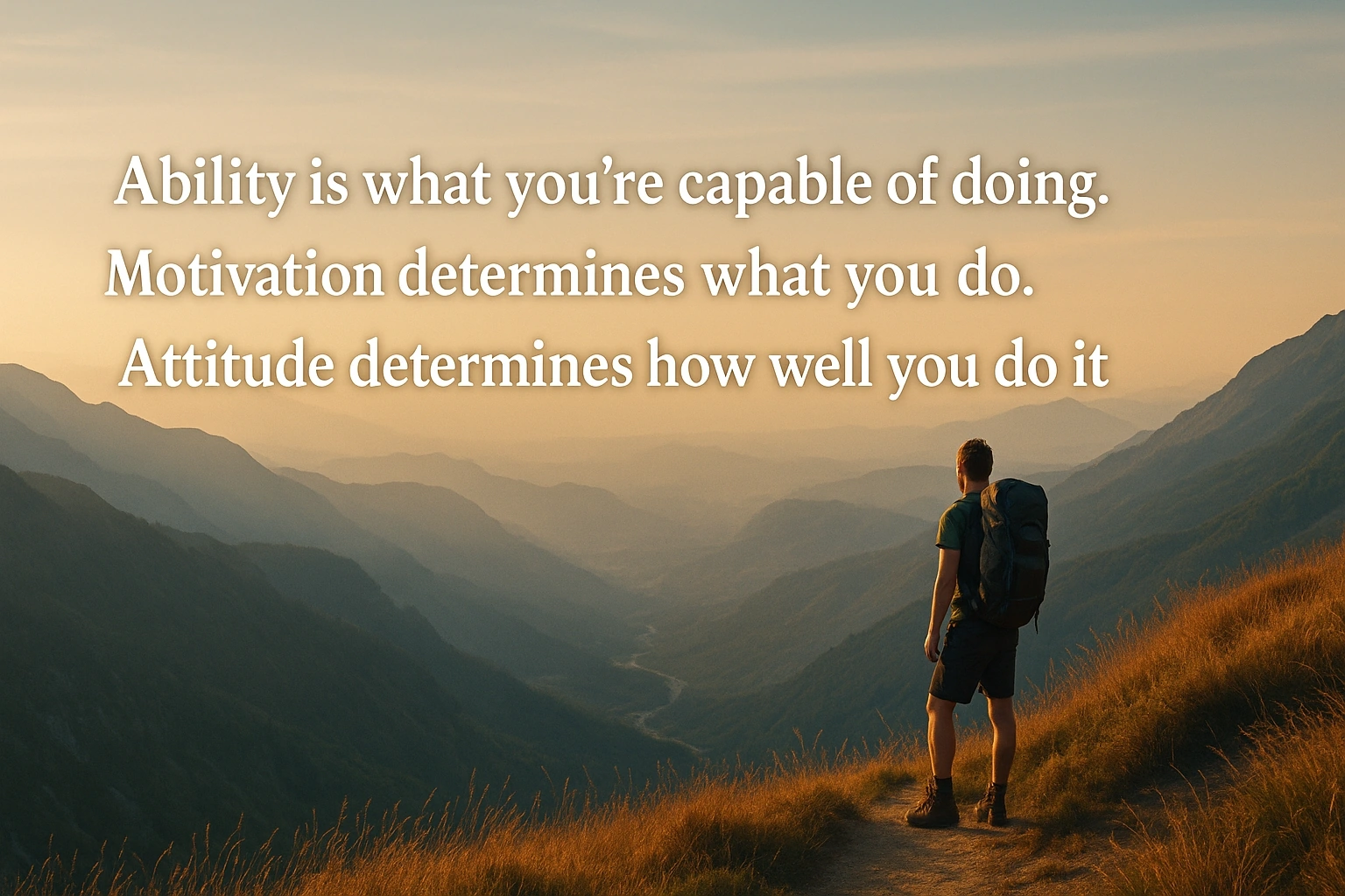Ability is what you're capable of doing. Motivation determines what you do. Attitude determines how well you do it