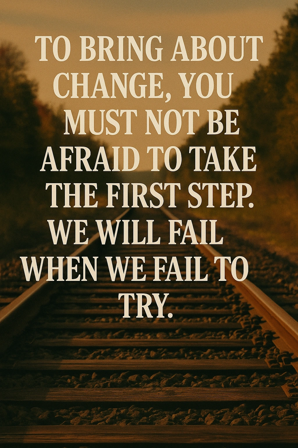 To bring about change, you must not be afraid to take the first step. We will fail when we fail to try.