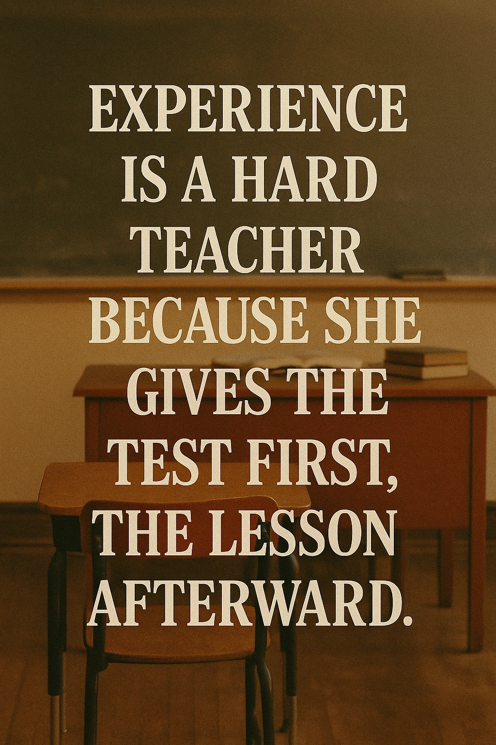 Experience is a hard teacher because she gives the test first, the lesson afterward.