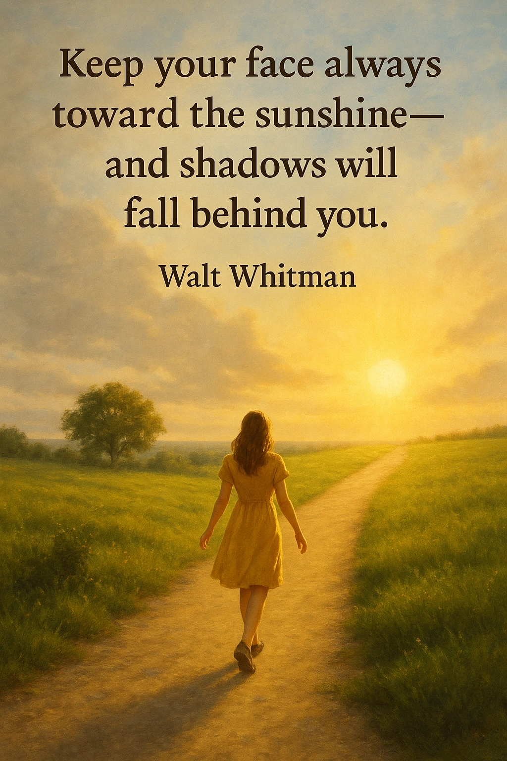 Keep your face always toward the sunshine - and shadows will fall behind you