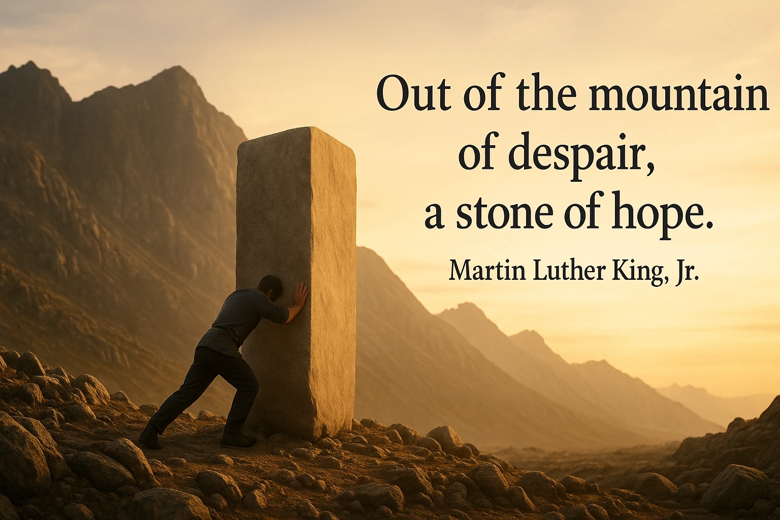 Out of the mountain of despair, a stone of hope