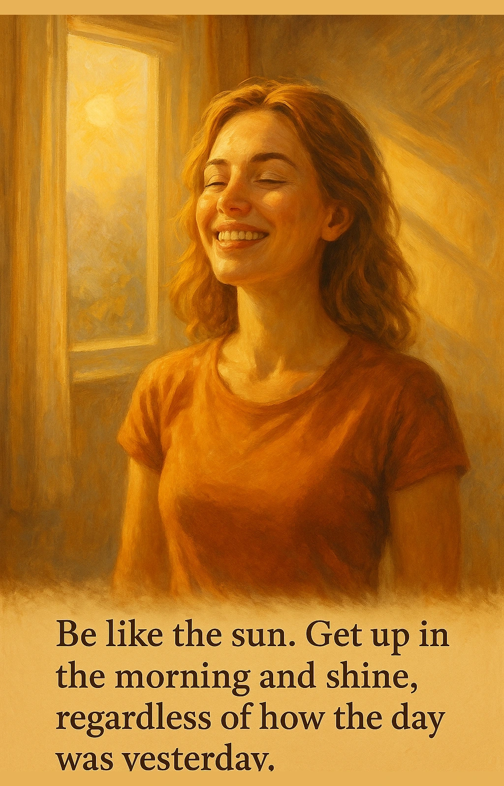 Be like the sun. Get up in the morning and shine, regardless of how the day was yesterday.